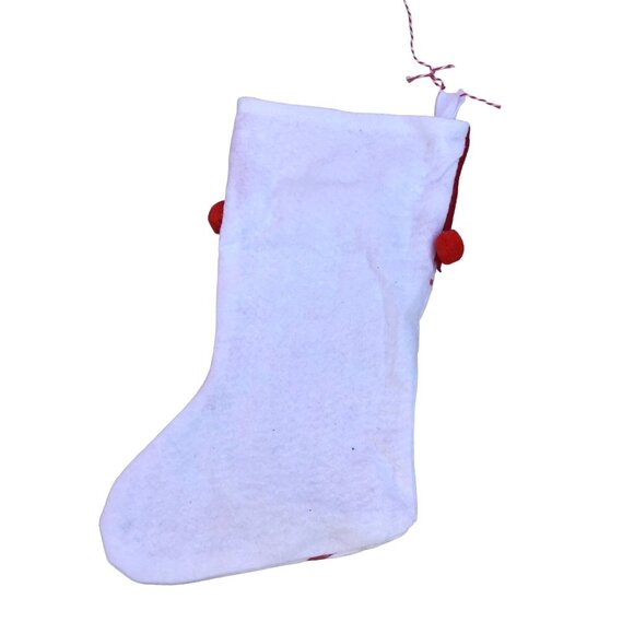 RED/WHITE POINSETTIA CHRISTMAS STOCKING "JOSIE" EMBELLISHED ON TOP SIZE-16" - Picture 4 of 4